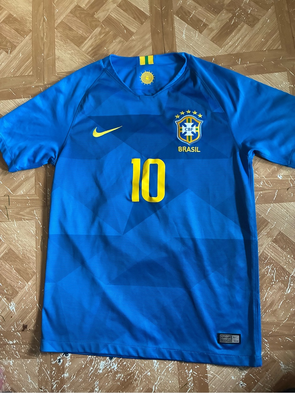 Nike Blue and Yellow Brazil #10 Youth Soccer Jersey